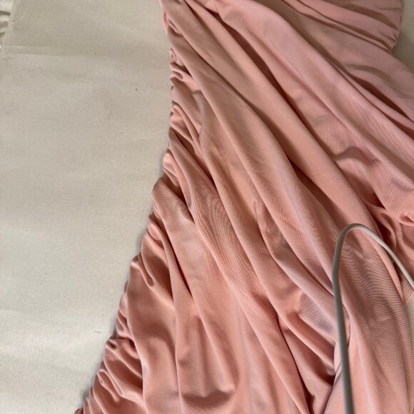 NORMA KAMALI DIANA GOWN, One shoulder, shirred, sides, Light Pink, Size:XS, NWOT - Picture 4 of 9